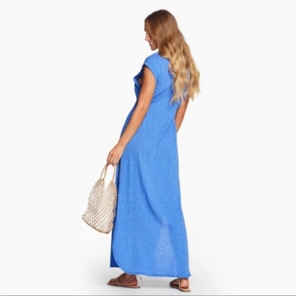 NWT Vitamin A Florence Eco Cotton Long Dress Swimsuit Cover Up in Blue S - Picture 2 of 13